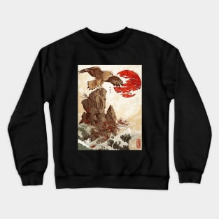 hawk, moon and skull 3 Crewneck Sweatshirt